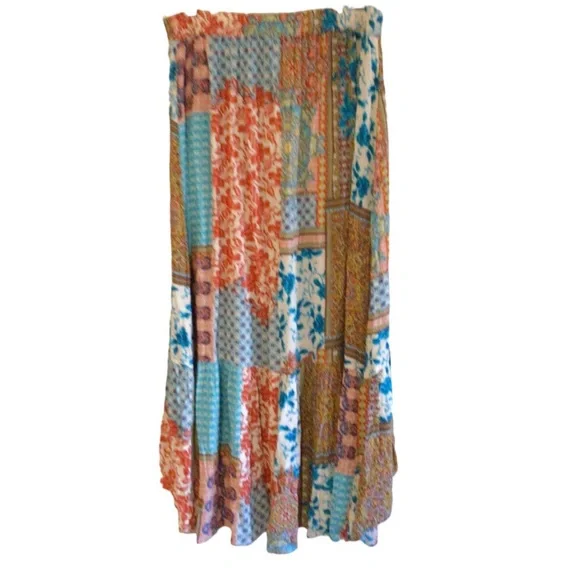 Kori Patchwork Hi-Low Maxi Festival Western Cowgirl Skirt Sz M - Picture 4 of 14
